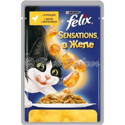 Корм Felix Sensations курица в желе с морковью для взр.кошек 85гр