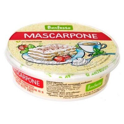 Сыр Маскарпоне мягкий сливочный 78% 250гр Bonfesto