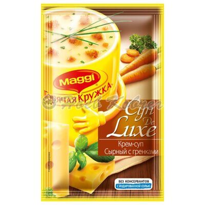 Суп Магги Горячая кружка Суп De Luxe крем-суп сырный с гренками 25г