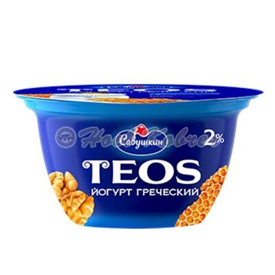 Йогурт Греческий Teos 2% 140гр Грецкий орех/мед