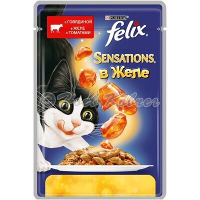Корм Felix Sensations говяд.в желе с томатами для взр/кошек 85гр