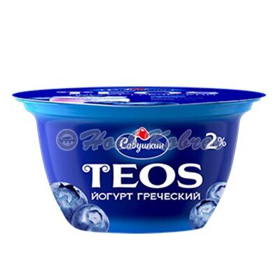 Йогурт Греческий Teos 2% 140гр Черника п/ст