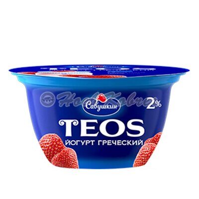 Йогурт Греческий Teos 2% 140гр Клубника п/ст